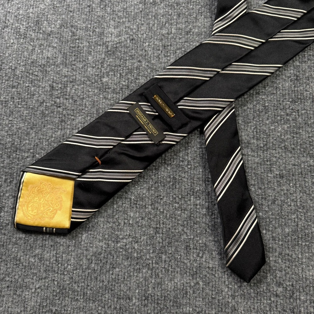 Donald J. Trump Necktie 59" Black Silver Striped Silk Signature Collection